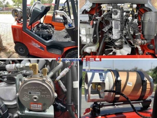 Xe nâng xăng ga 2.5 tấn Heli sử dụng động cơ Nhật Bản Nissan GCT
